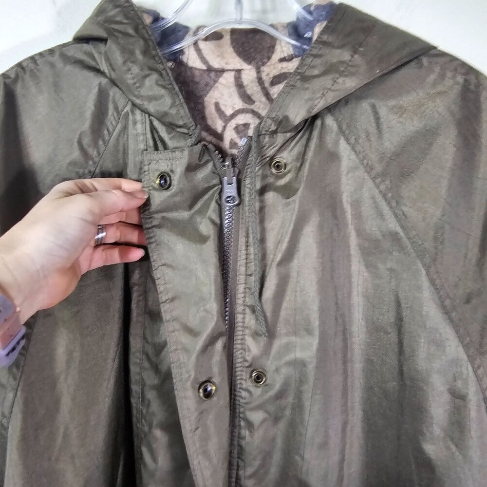 Vintage Current Seen Reversible Southwestern Parka M Hooded Brown Cabincore - Picture 6 of 14